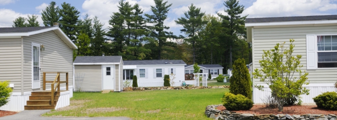 a row of mobile homes