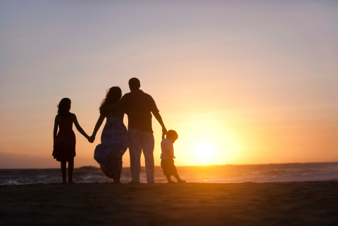 Family on beach